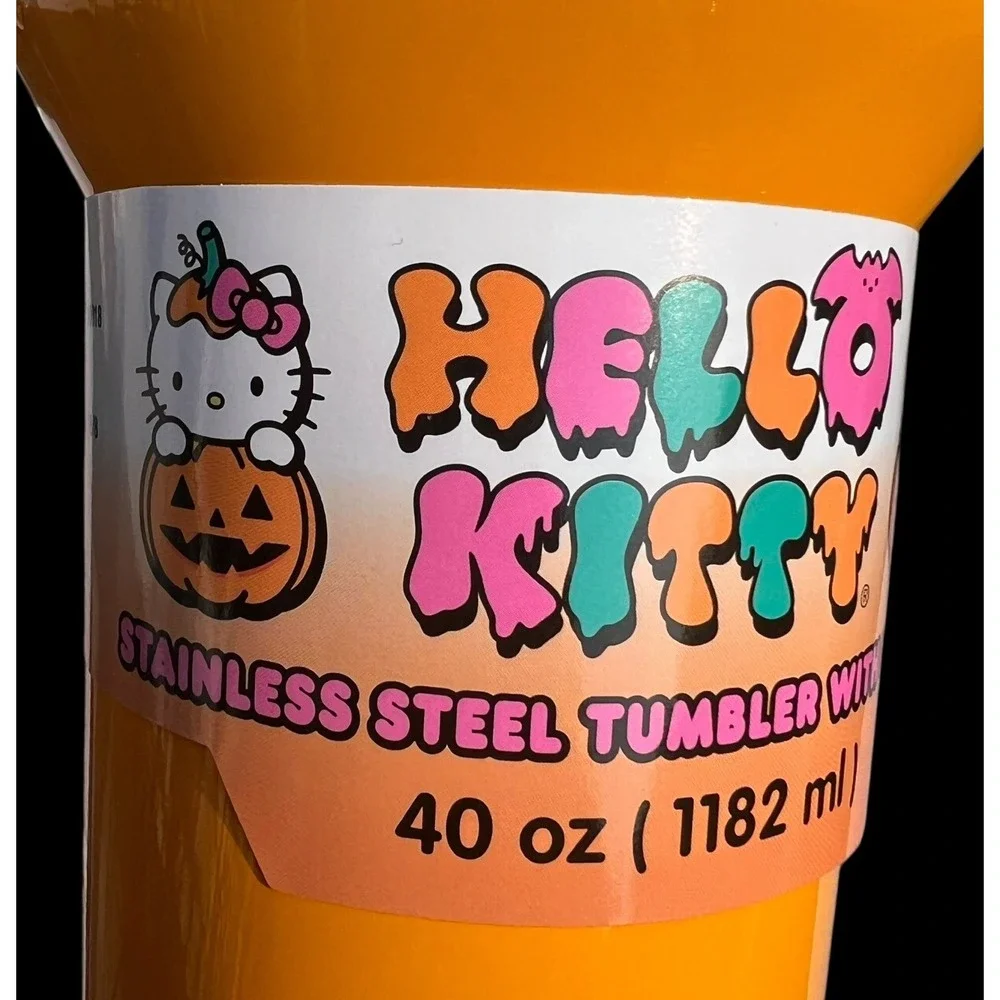 Sanrio Hello Kitty in Pumpkin Halloween 40oz Stainless Steel Tumbler Cup w/Straw